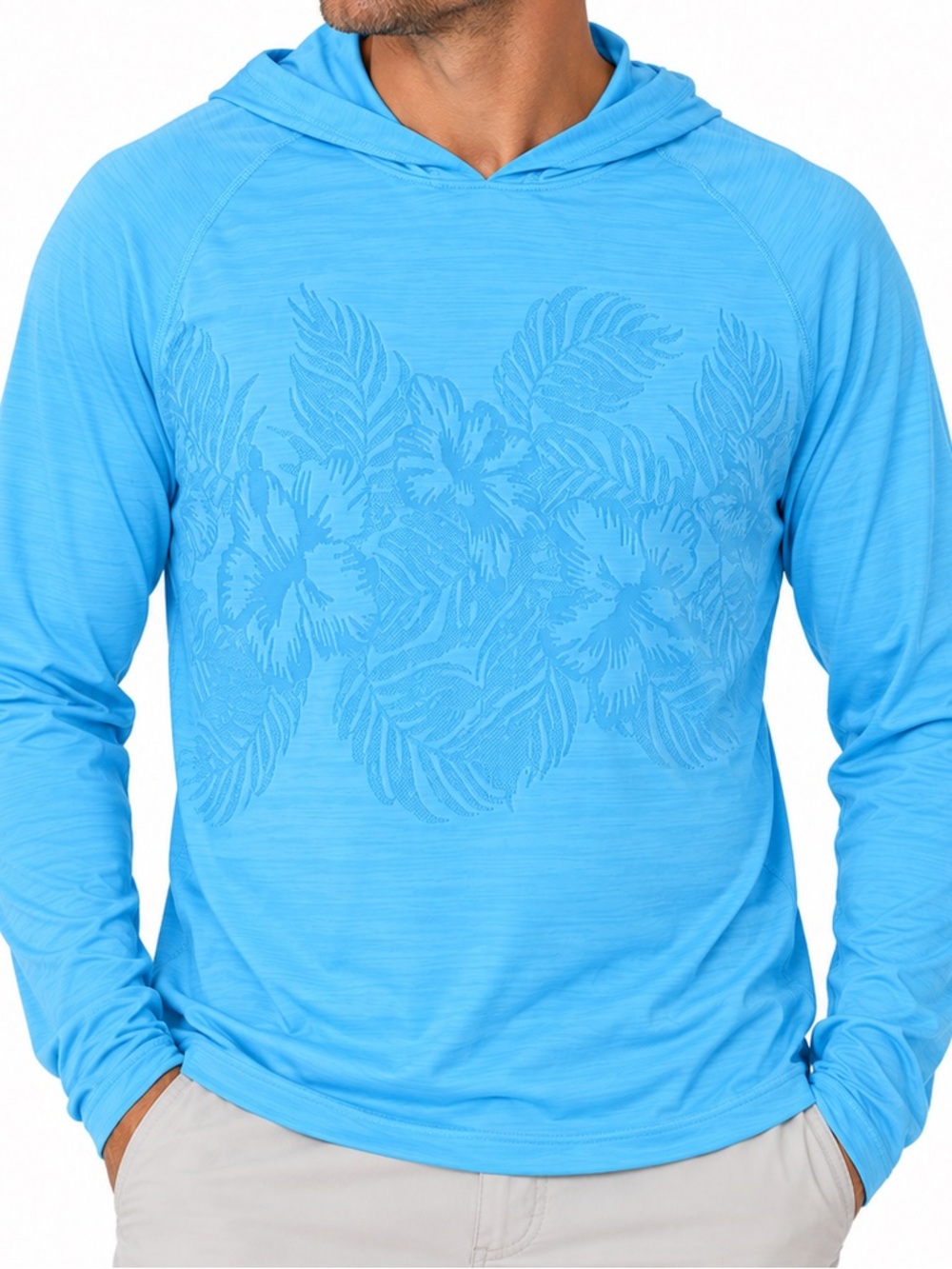 Tommy Bahama Mens blue Delray getaway Pullover islandzone Hoodie V-Neck Pocket M